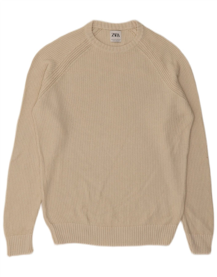 Zara Pull à col rond en coton beige moyen pour homme