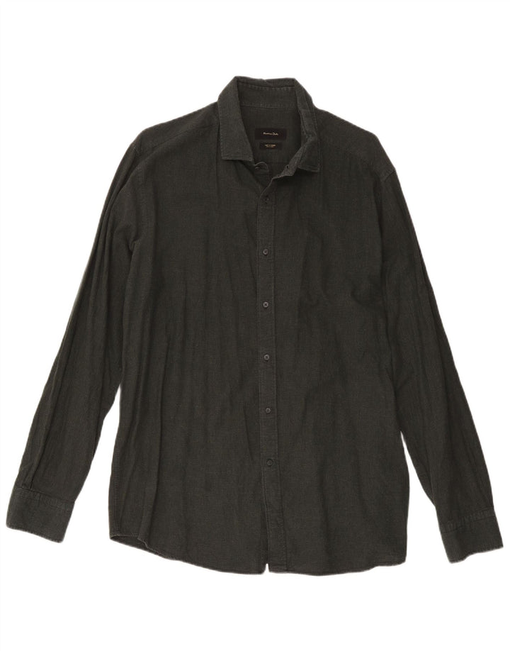 Massimo Dutti Chemise Homme Vert Moyen Pied-de-Poule