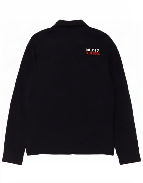 Hollister Hommes Zip Neck Sweatshirt Jumper Grand Bleu Marine Polyester