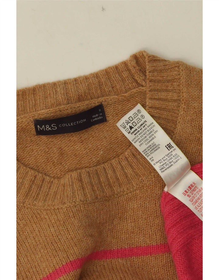 Marks & Spencer Pull ras du cou pour femme UK 8 Small Beige Rayé