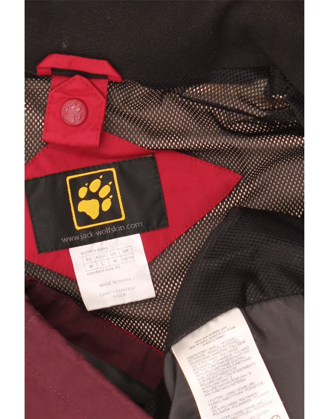 JACK WOLFSKIN Veste coupe-vent pour femme UK 12/14 Rouge moyen Colourblock