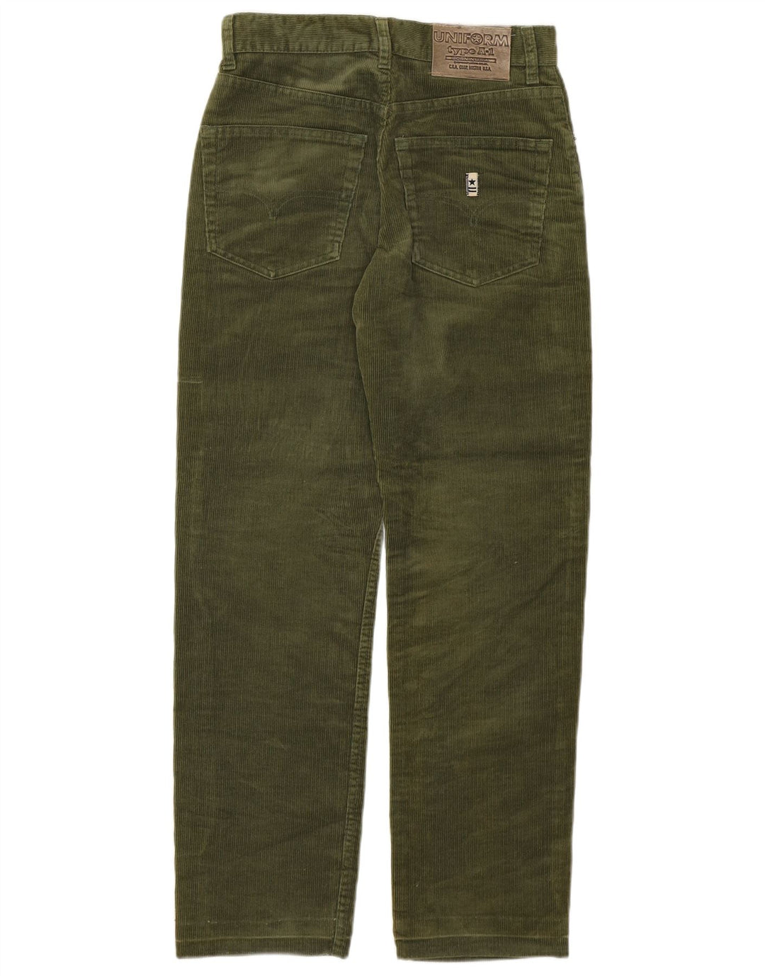 UNIFORM Pantalon Droit Femme Velours Côtelé W29 L28 Coton Kaki