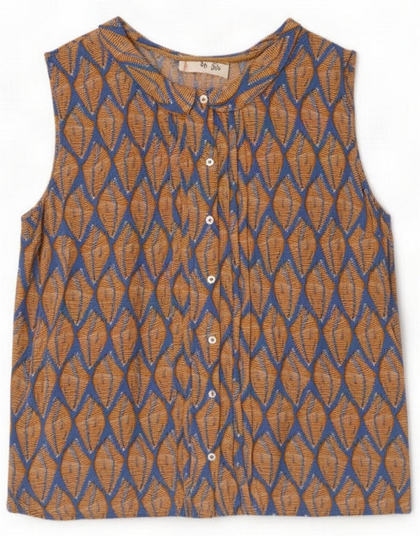 White Stuff Chemisier sans manches pour femme UK 16 Large Marron Argyle/Diamond