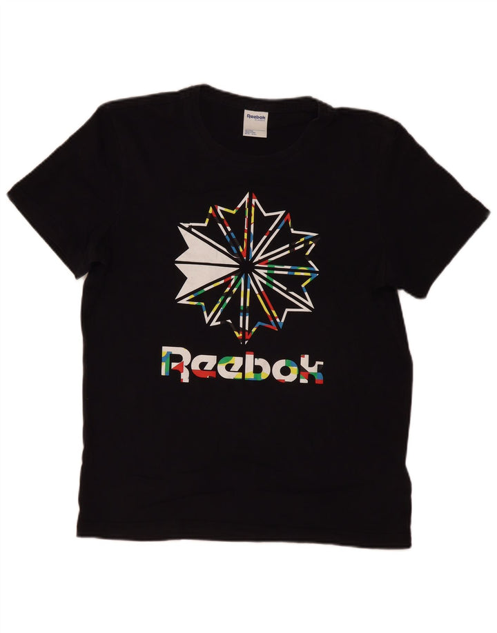 REEBOK T-Shirt Graphique Homme Noir Moyen Coton