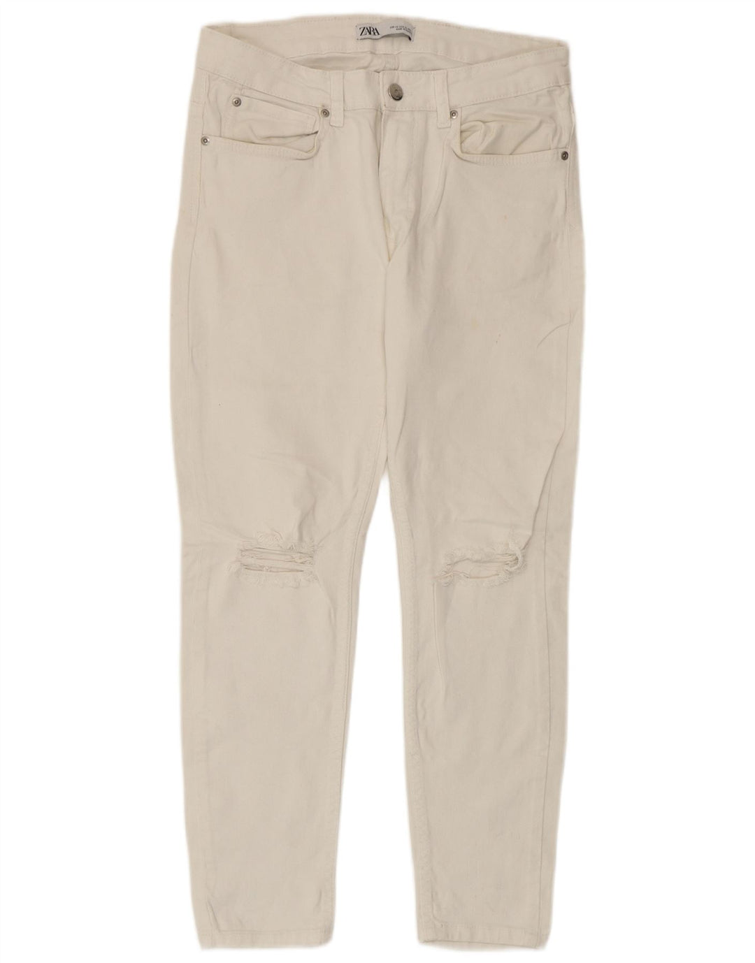 Zara Jean court en détresse pour homme EU 40 Medium W31 L25 Coton blanc