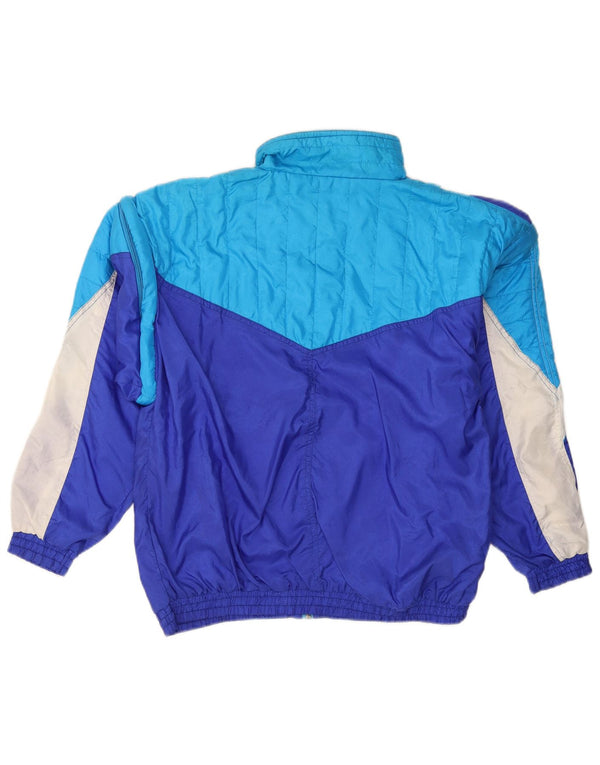 vintage Mens Survêtement Top Veste Petit Bleu Colorblock