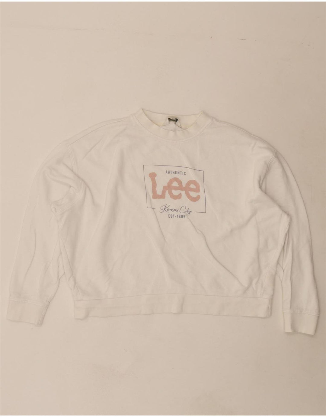 LEE Womens Relaxed Fit Graphic Sweatshirt Jumper UK 14 Medium White Cotton Vintage Lee and Second-Hand Lee from Messina Hembry 