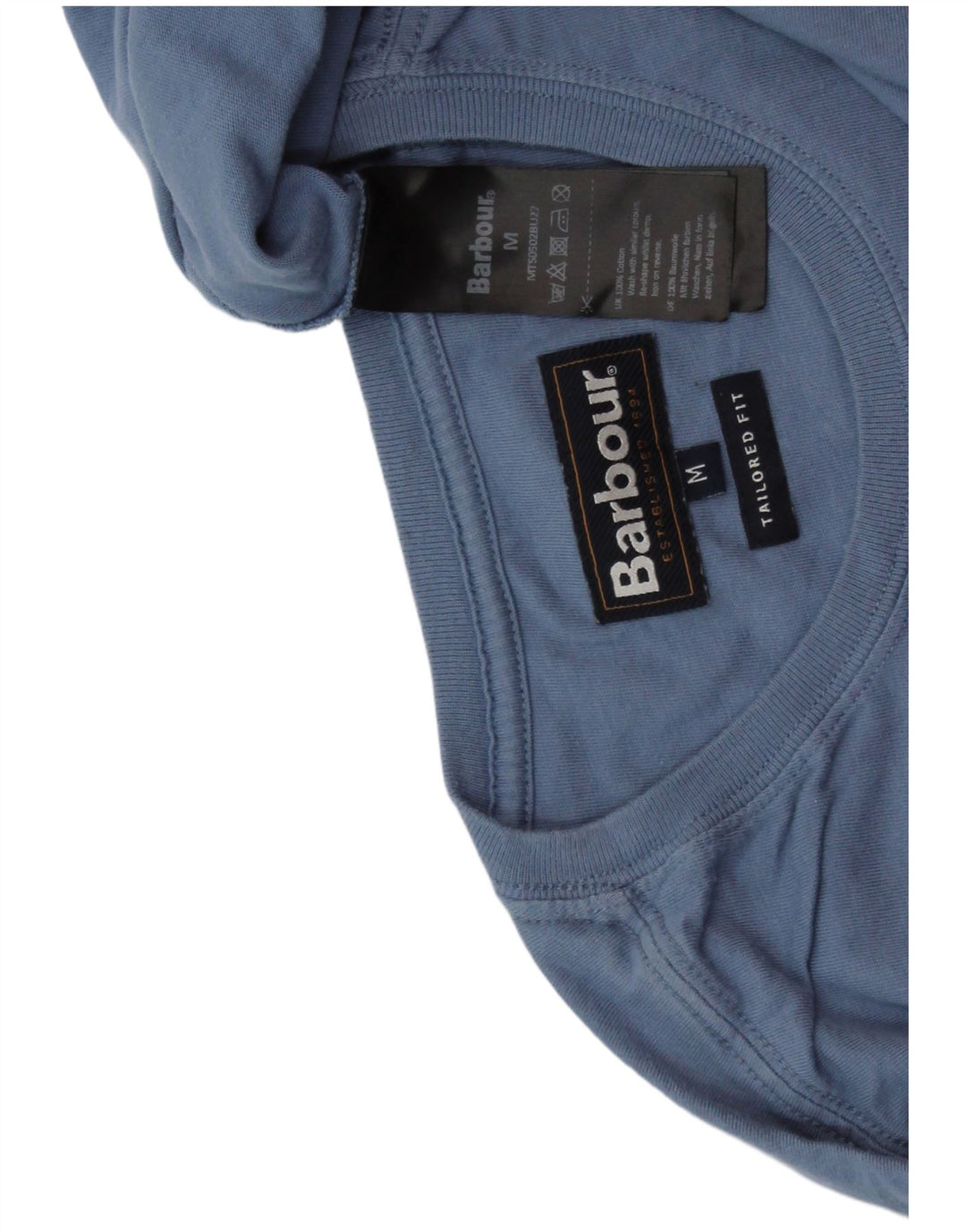 BARBOUR T-Shirt Coupe Ajustée Homme Bleu Moyen Coton
