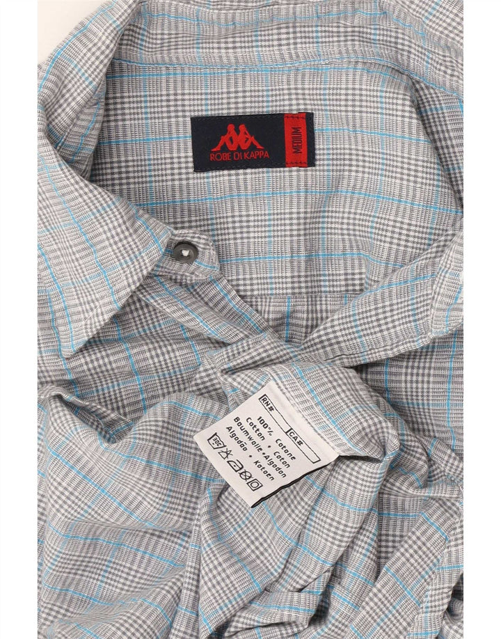 Kappa Chemise à Manches Courtes Homme Bleu Moyen Carreaux Coton