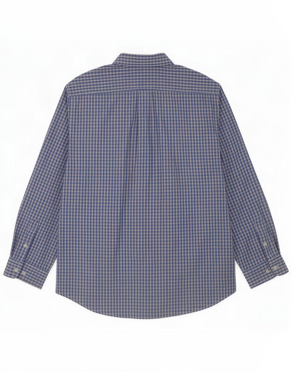 Chemise homme Benetton en coton à carreaux bleu moyen