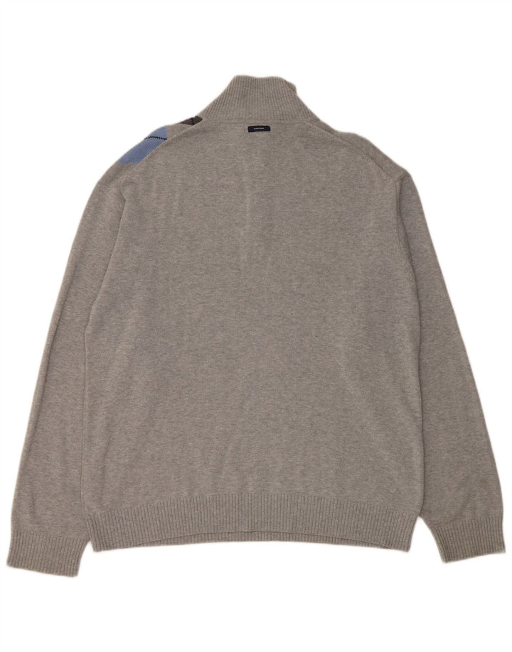 NAUTICA Pull col zippé pour homme XL Gris Argyle/Diamant Coton