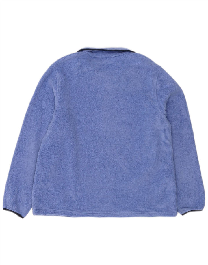 L.L.BEAN Pull polaire à col boutonné pour femme UK 14 Bleu moyen Polyester