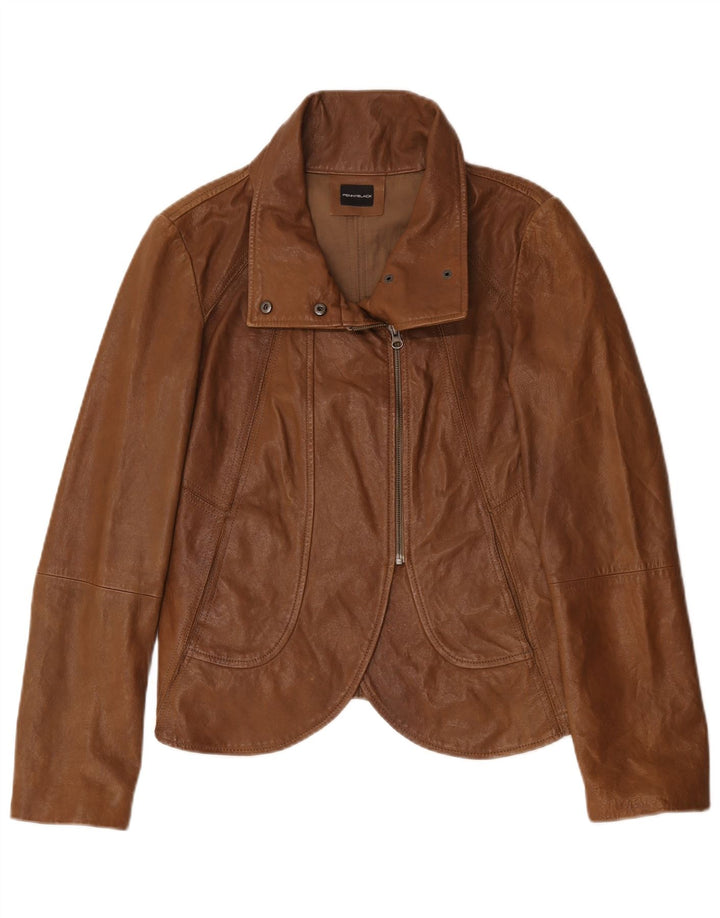 Penny Black Veste de motard en cuir pour femme UK 14 Grand cuir marron