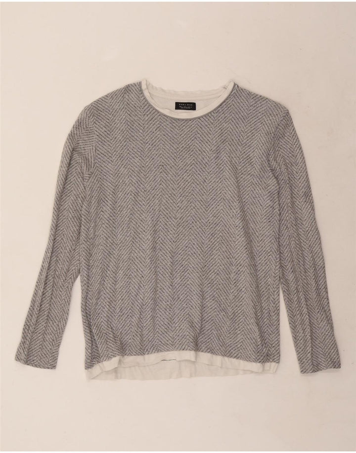 Zara Homme Top Manches Longues Grand Chevrons Gris