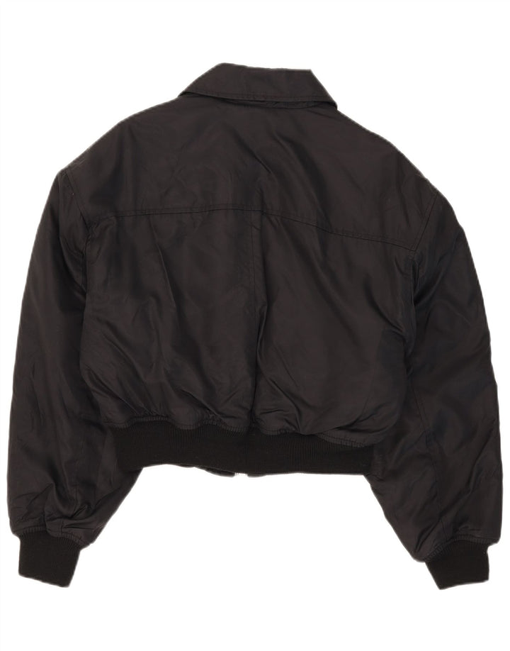 Swish Womens Crop Bomber Jacket IT 42 Moyen Noir Polyamide