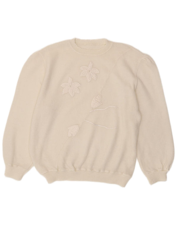 vintage Womens Crew Neck Jumper Pull UK 16 Grand Blanc Floral