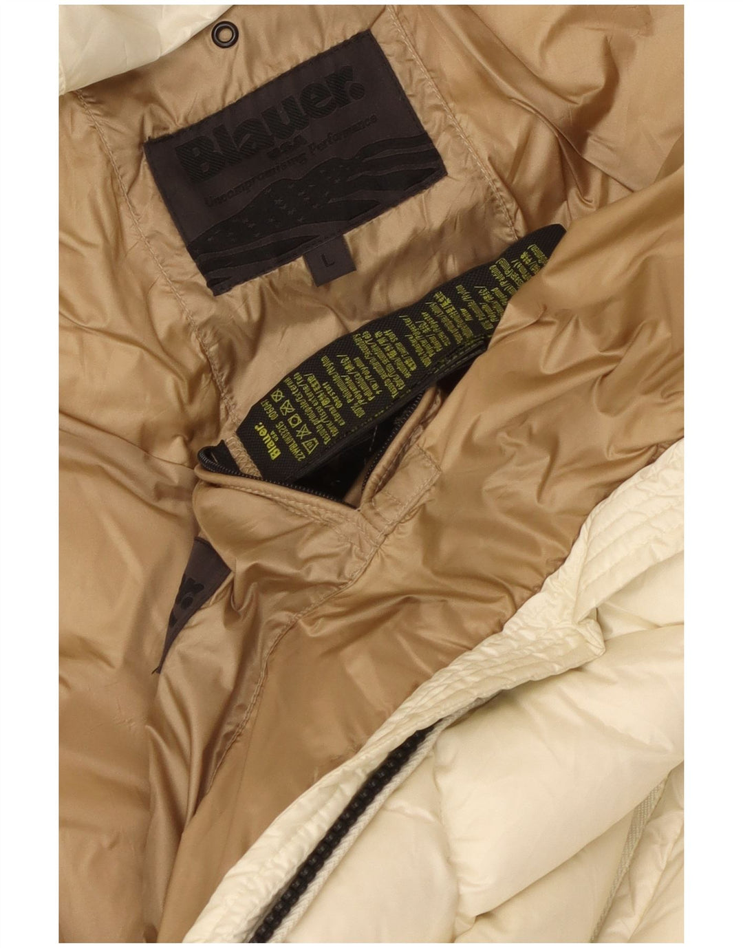 Blauer Manteau matelassé à capuche pour femme UK 46 Large Blanc Polyamide