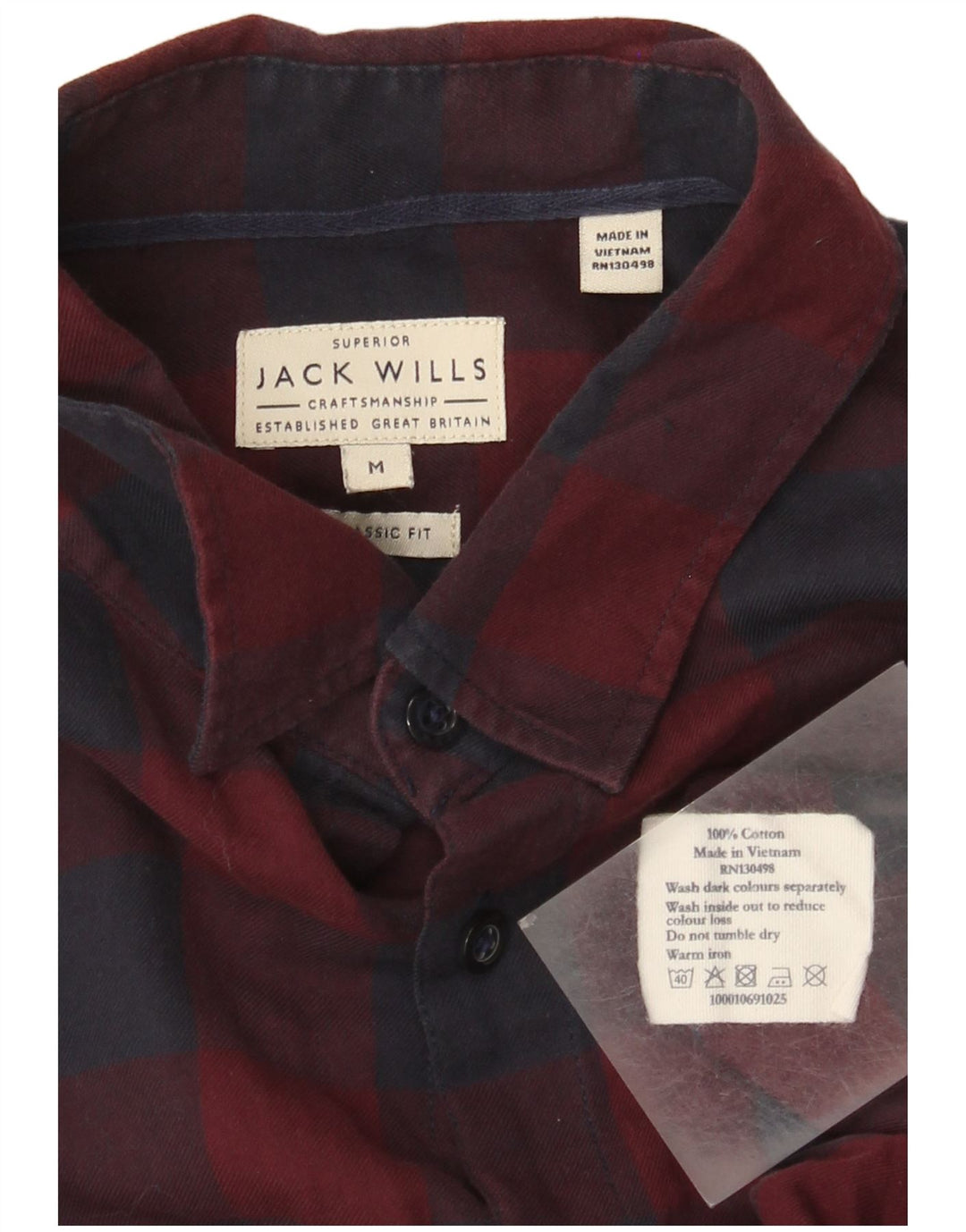 Jack Wills Chemise classique pour homme en coton vichy bordeaux moyen