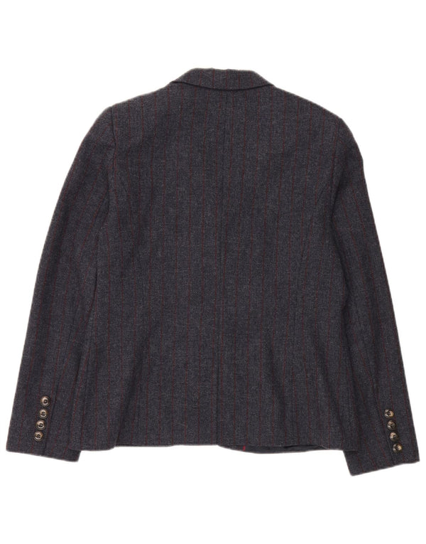 Crew Clothing Veste blazer à 2 boutons pour femme UK 14 Grande laine à fines rayures grises