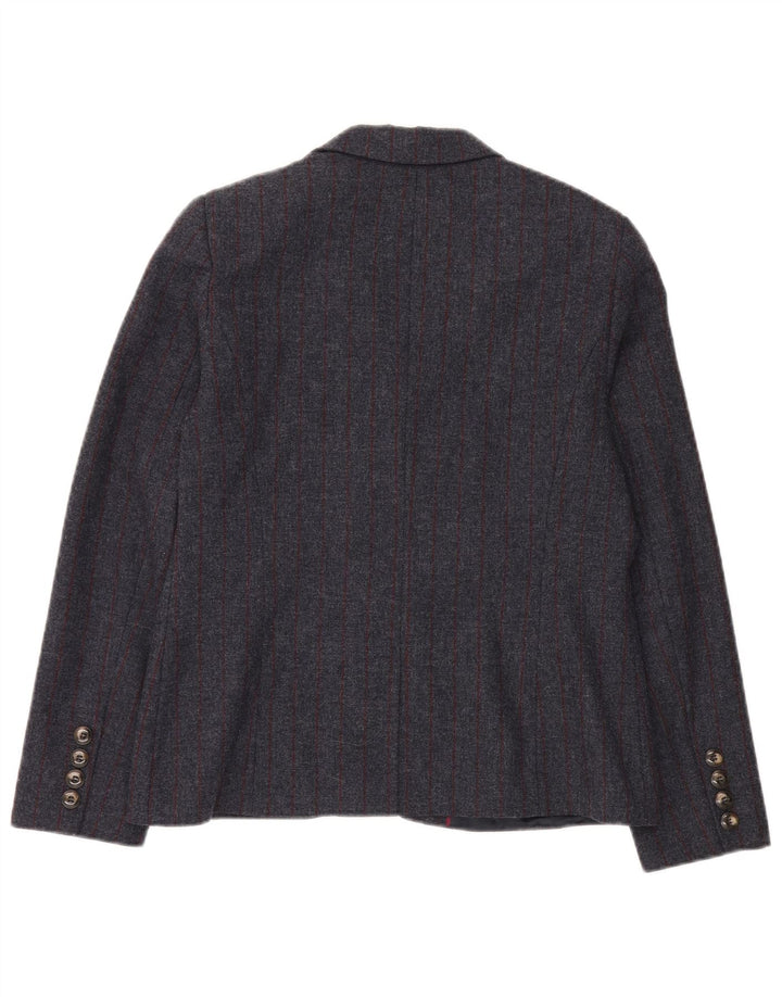 Crew Clothing Veste blazer à 2 boutons pour femme UK 14 Grande laine à fines rayures grises