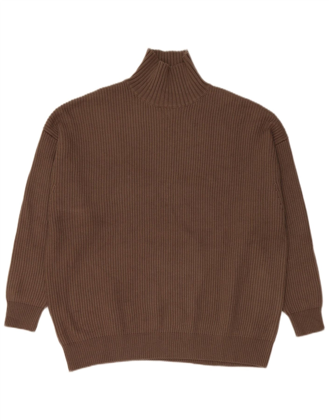 Zara Pull surdimensionné à col roulé pour femme UK 10 Petit Marron
