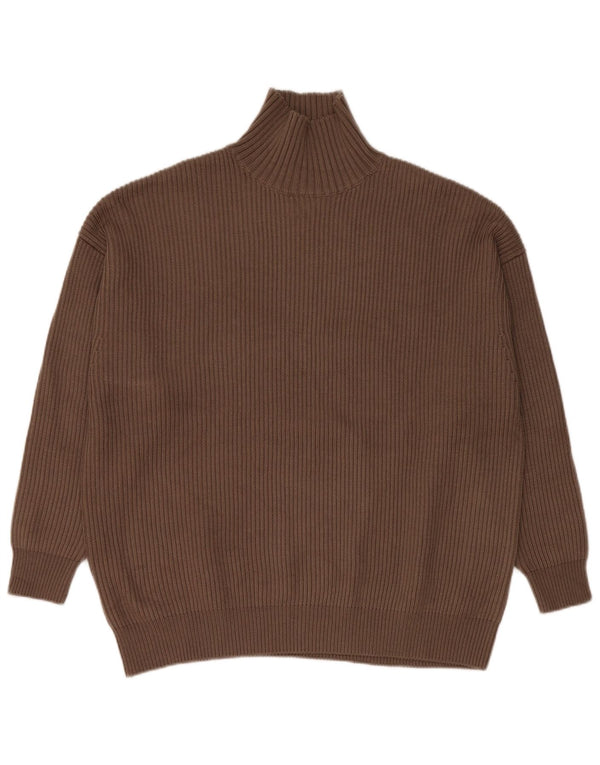 Zara Pull surdimensionné à col roulé pour femme UK 10 Petit Marron