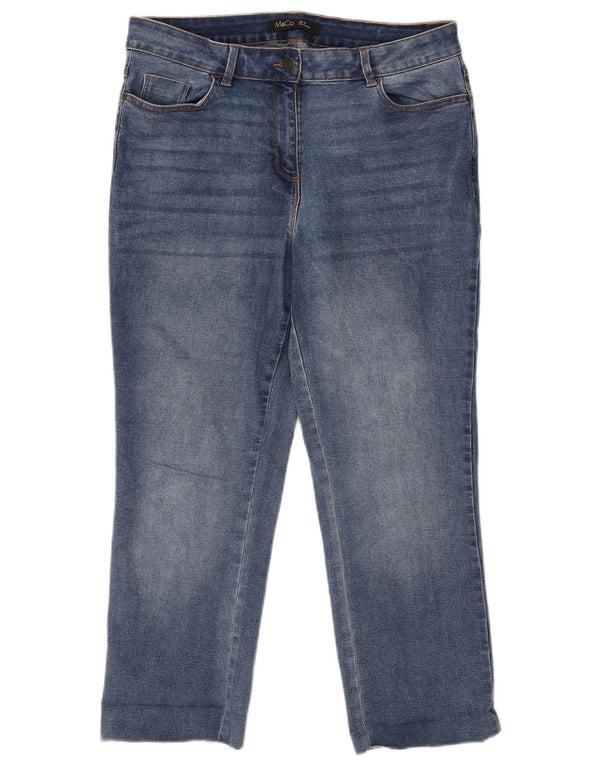 M&Co Jean court pour femme UK 14 Large W34 L25 Bleu Coton