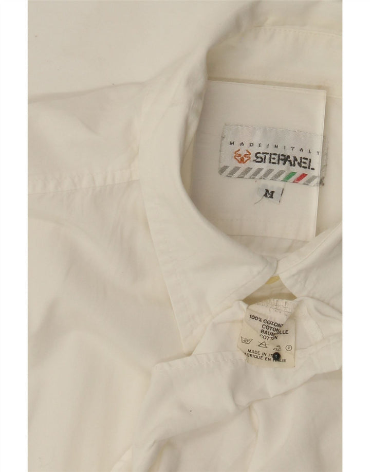 Stefanel Chemise à manches courtes pour homme en coton blanc cassé moyen