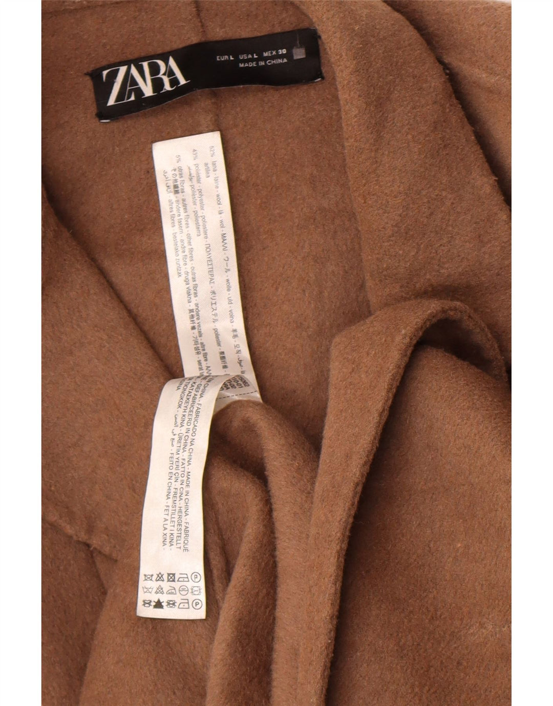Zara Womens Pardessus UK 16 Large Marron Laine