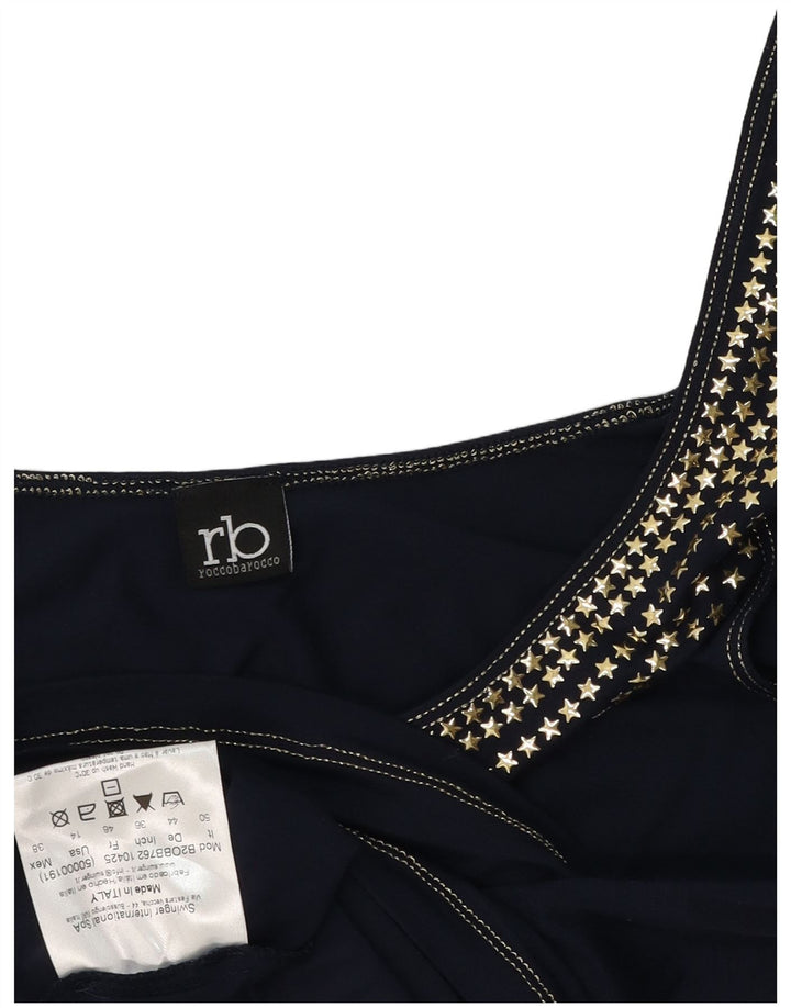 Roccobarocco Débardeur court graphique pour femme IT 50 XL Bleu marine