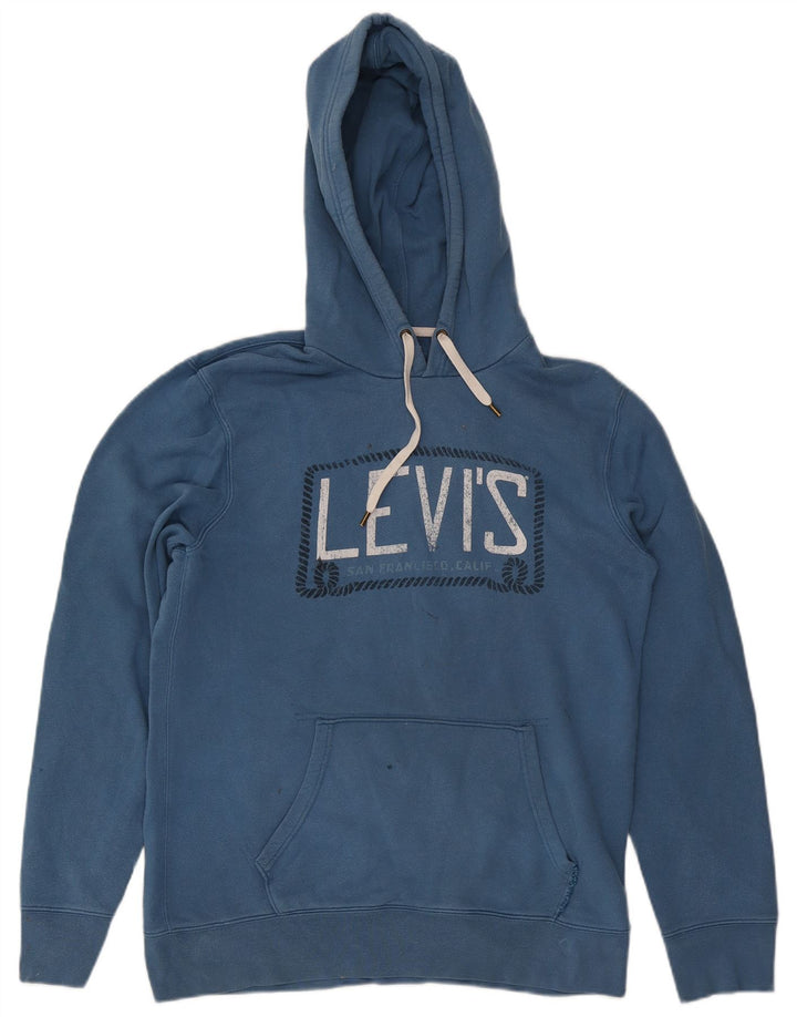 Levi's Pull à Capuche Graphique Homme Bleu Coton Large
