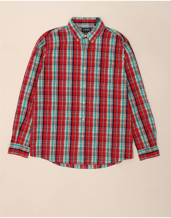 Chaps Chemise Stretch Regular Fit XL Rouge à Carreaux en Coton