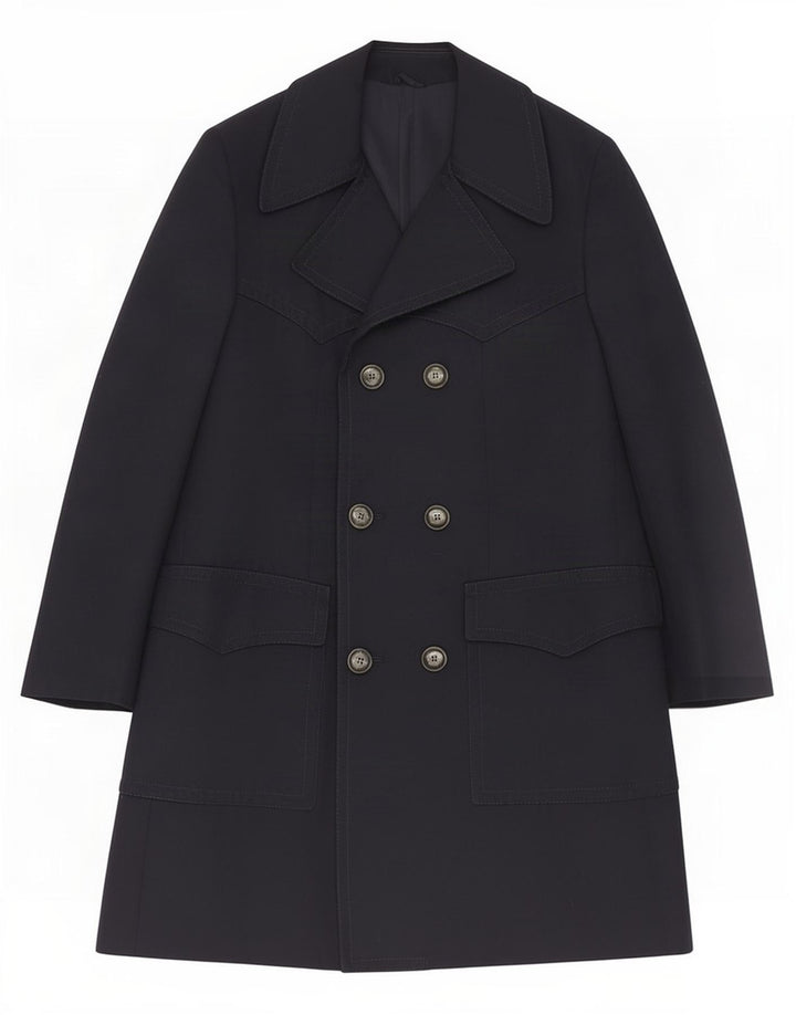vintage Homme Double Breasted Coat IT 50 Grand Bleu Marine