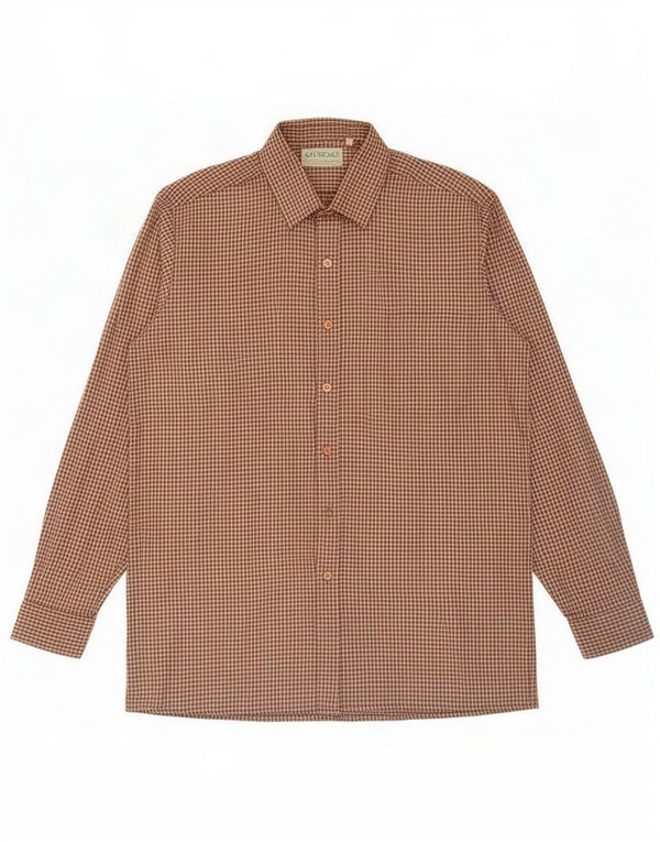 Gleneske Chemise en flanelle pour homme Taille 39 15 1/2 Pied de poule beige moyen