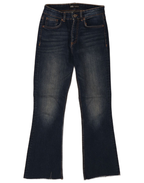 Zara Femme Jean évasé EU 36 XS W26 L27 Bleu Coton