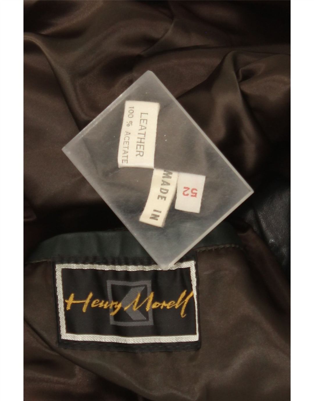 Henry Morell Veste en cuir à manches 3/4 pour homme IT 52 XL Cuir noir