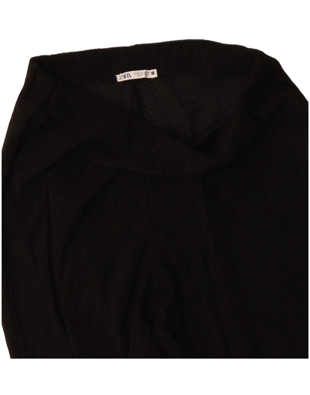 Pantalon décontracté à jambe large pour femme ZARA Medium W30 L27 Polyester noir