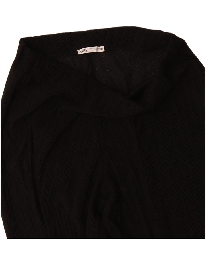 Pantalon décontracté à jambe large pour femme ZARA Medium W30 L27 Polyester noir