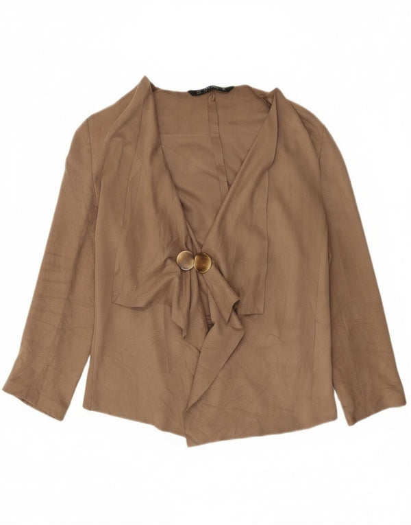 Zara Cardigan à manches 3/4 pour femme UK 14 Polyester beige moyen