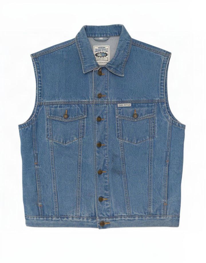 Marcel Clair Gilet en jean pour homme UK 40 Large Bleu Coton