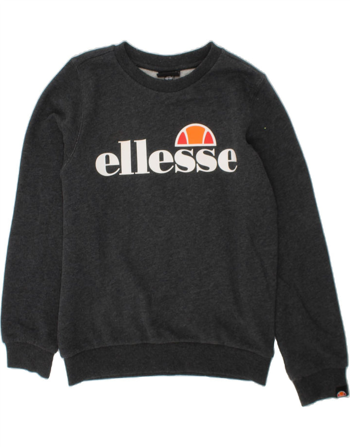 ELLESSE Boys Graphic Sweatshirt Jumper 10-11 Years Grey Cotton Vintage Ellesse and Second-Hand Ellesse from Messina Hembry 