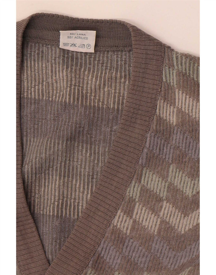 Bernardini Homme Cardigan Pull Laine Rayé Gris Moyen
