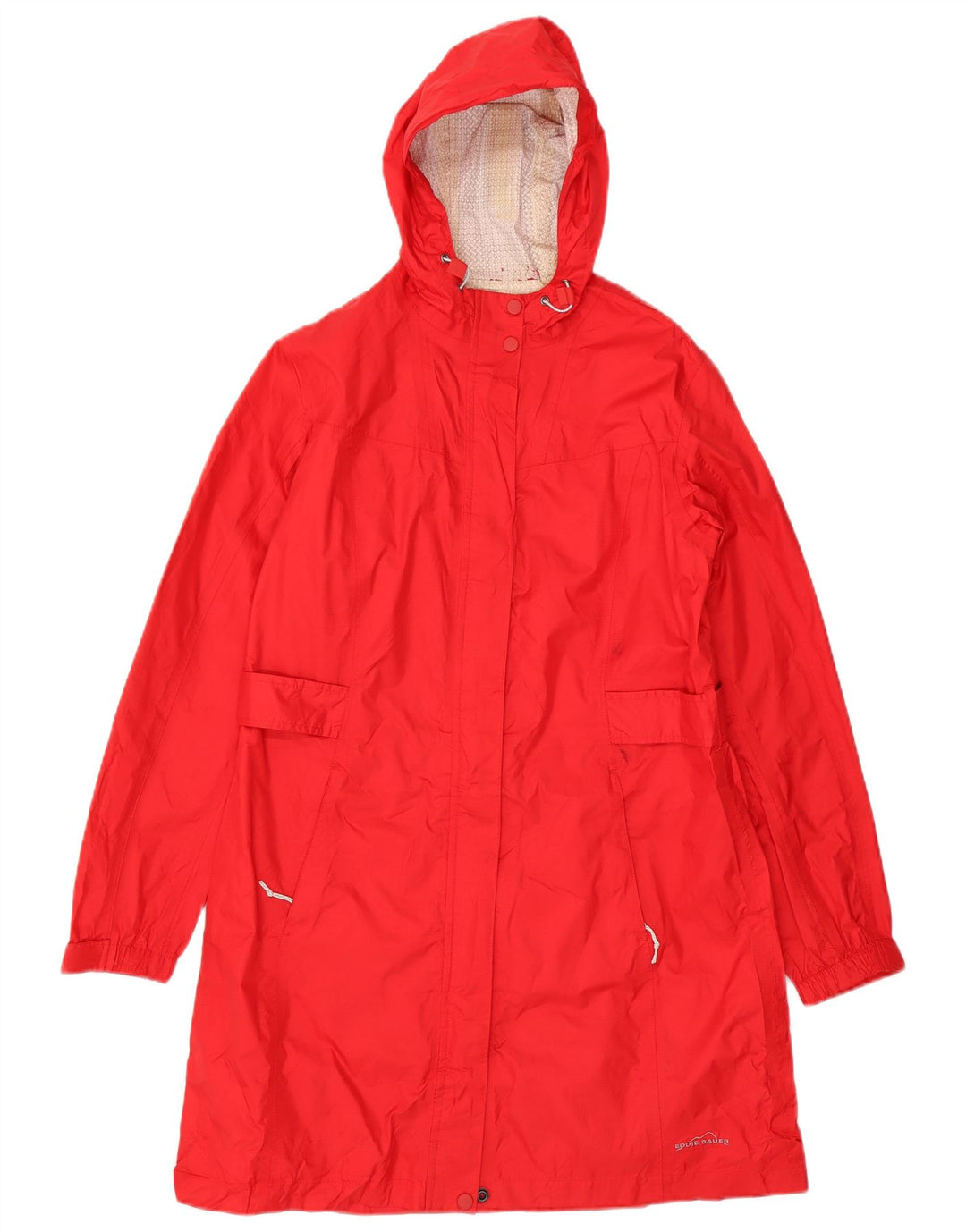 Eddie Bauer Manteau imperméable à capuche pour femme UK 14 Medium Rouge Nylon