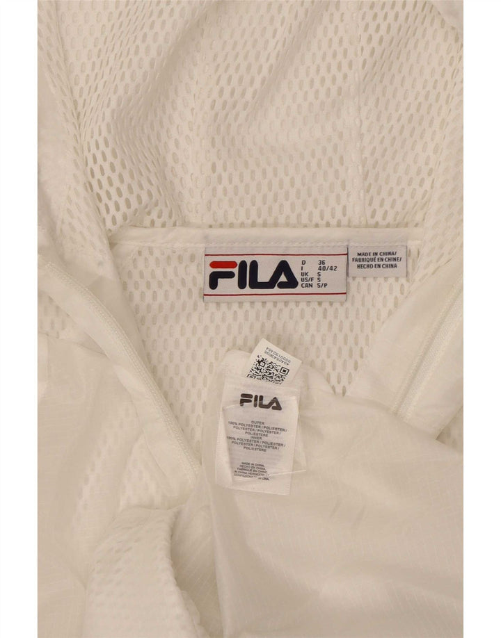 Fila Veste de survêtement à capuche graphique pour femme UK 10 Small Blanc Polyester
