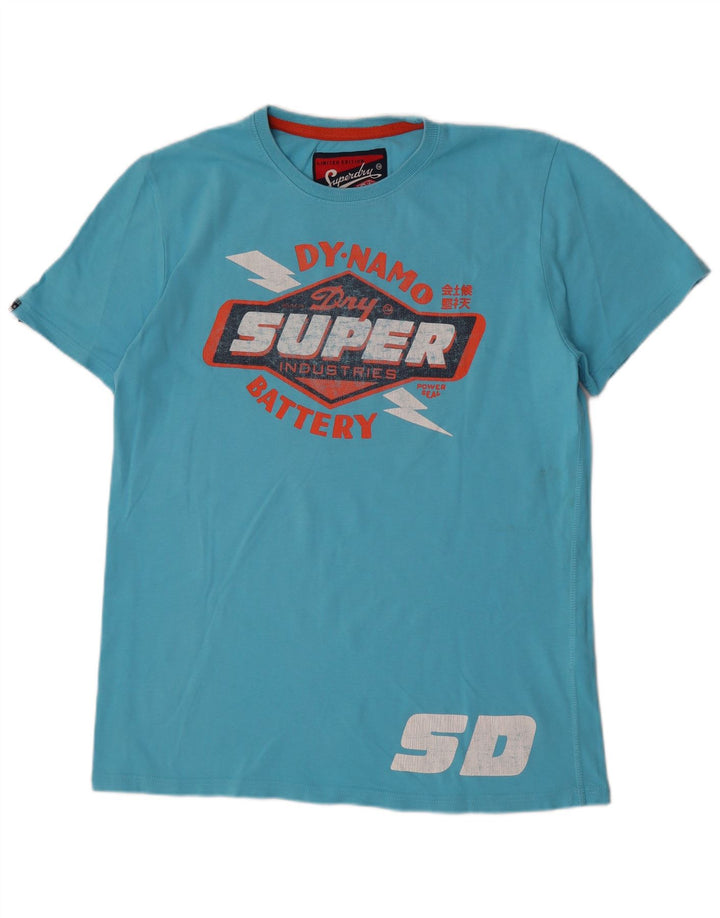 Superdry Homme Regular Graphic T-Shirt Top XL Bleu Coton