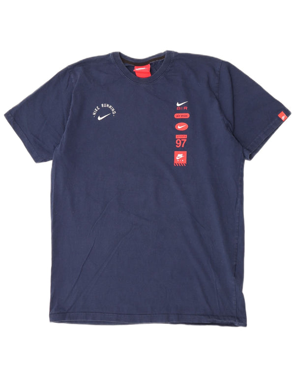 Nike T-shirt graphique pour homme en coton bleu marine Taille L