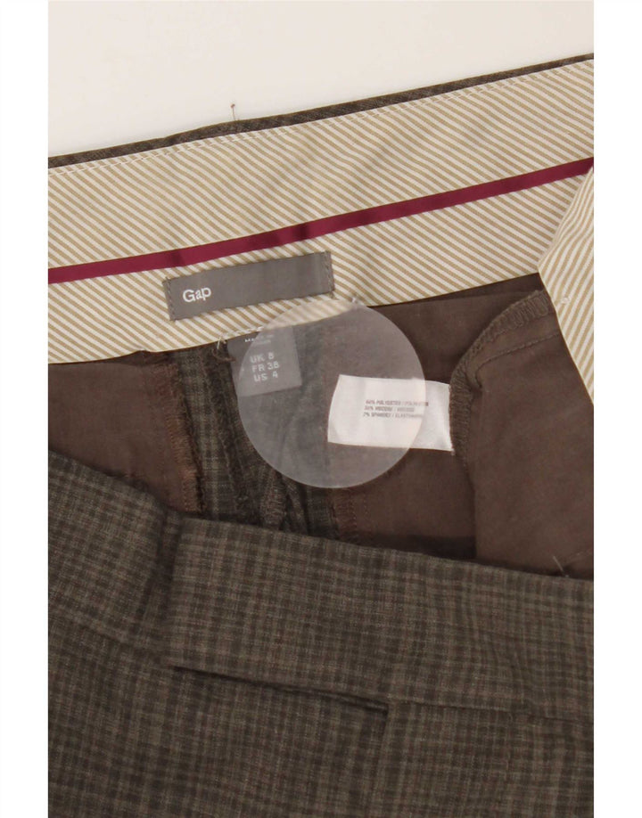 Gap Pantalon de costume droit pour femme UK 8 Small W30 L27 Gris à carreaux Polyester