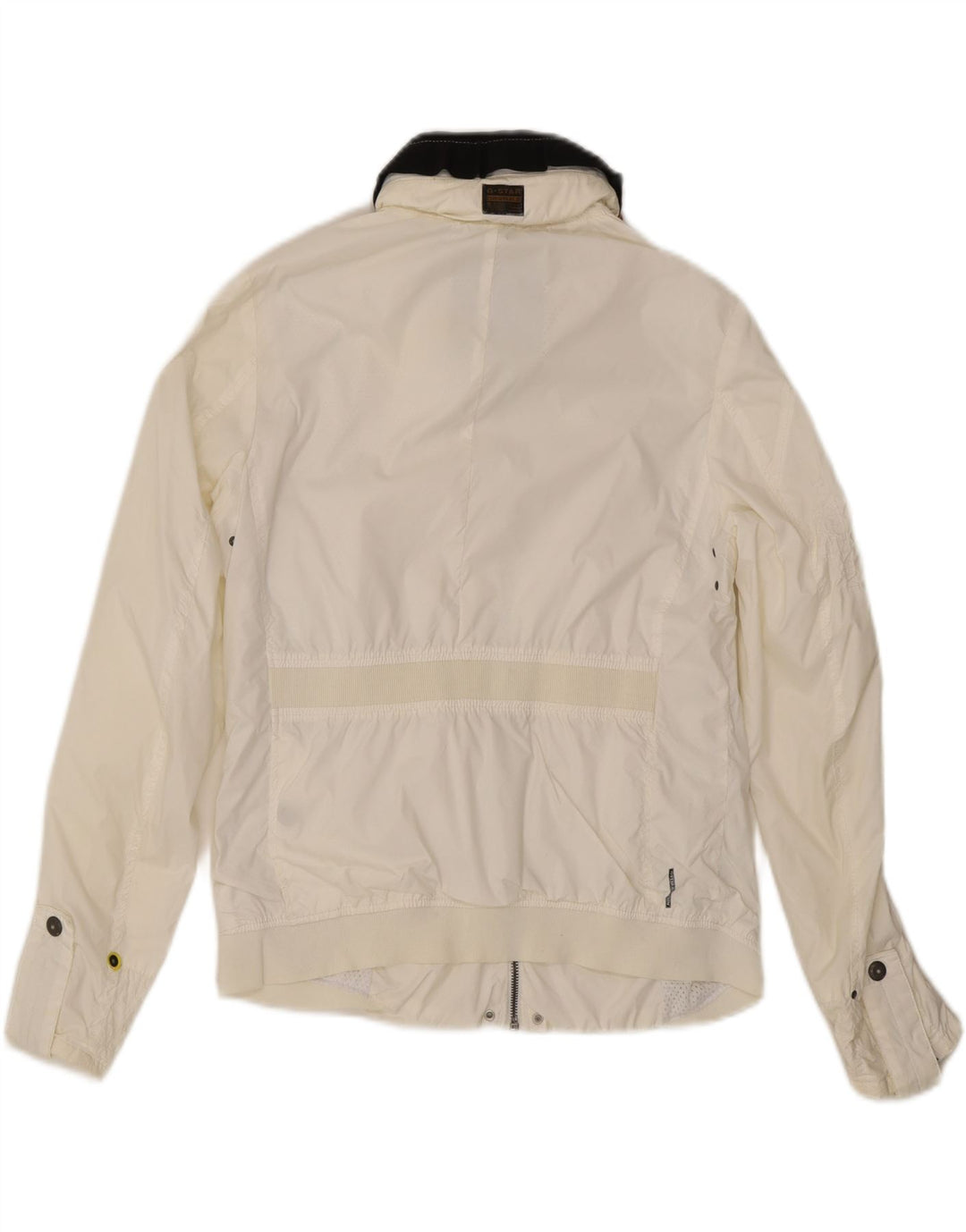 G-STAR Veste de pluie à capuche pour femme UK 14 Large Blanc Polyamide