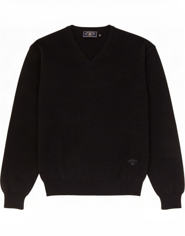 Navigare Mens V-Neck Jumper Sweater Large Black Wool
