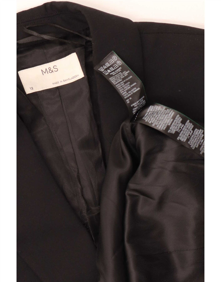 Marks & Spencer Veste blazer à 1 bouton pour femme UK 12 Noir moyen Polyester